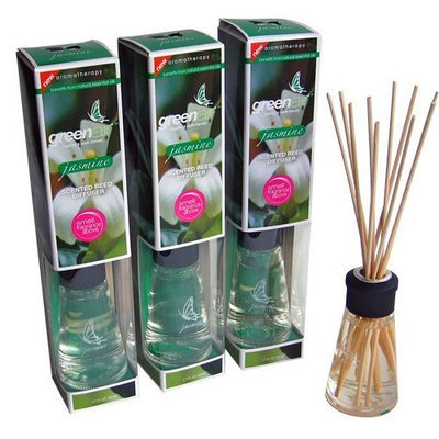 Greenair Aromatherapy Reed Diffusers, 2.7-Ounce Containers, Jasmine (Set of 3)