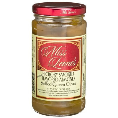 Miss Leone's Stuffed Queen Olives, Hickory Almond, 12-Ounce Jars (Pack of 3)