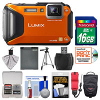 Panasonic Lumix DMC-FT5 Tough Shock & Waterproof Wi-Fi GPS Digital Camera (Orange) with 16GB Card + Case + Battery + Tripod + Float Strap + Kit