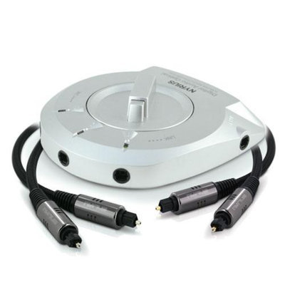 Nyrius Digital Audio Optical Toslink 3-Way Selector with 4 Digital Audio Optical Toslink Cables
