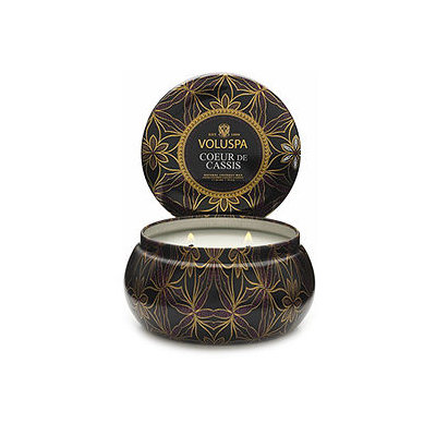 Voluspa 2 wick Candle in Printed Tin, Coeur De Cassis, 1 set