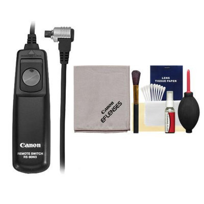 Canon RS-80N3 Remote Switch Shutter Release Cord + Cleaning Kit for EOS 30D, 40D, 50D, 7D, 5D, 1D Mark II N II IV & 1Ds Mark II III Digital SLR Cameras