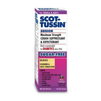 Scot-Tussin Senior Cough Suppressant and Expectorant, Sugar-Free, 4 Ounces (Pack of 4)