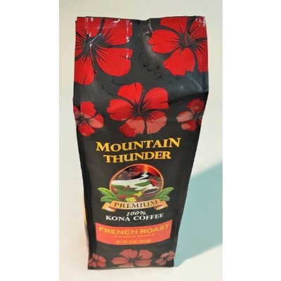 100% Kona Coffee, PREMIUM French Roast, Private Reserve - Mountain Thunder Brand (1 Pound Bag- WHOLE BEAN)