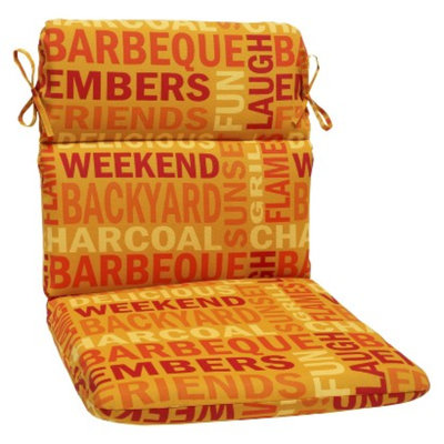 Pillow Perfect Outdoor Round Edge Chair Cushion - Yellow/Orange Grillin