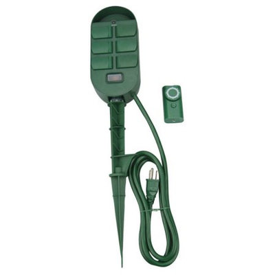 Coleman Cable 6 Outlet Power Stake With Built In Timer And Remote (59785)