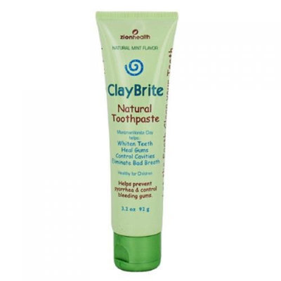 Zion Health Claybrite Extra Natural Toothpaste with Green Tea & Xylitol, Natural Mint Flavor, 3.2 oz