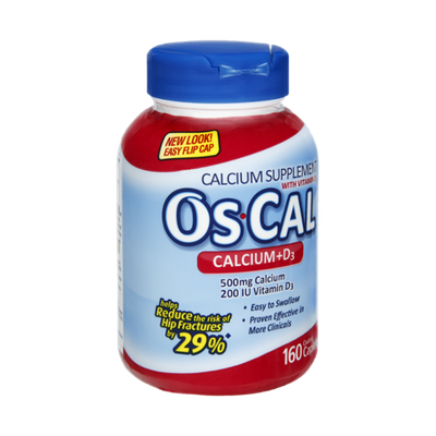 Os-Cal Calcium + D3 Supplement Caplets - 160 CT