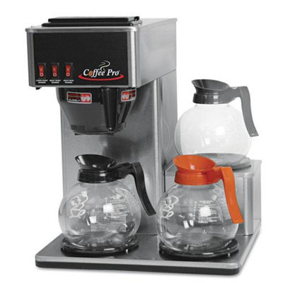 Coffee Pro Three-Burner Low Profile Institutional Coffee Maker, Stainless Steel