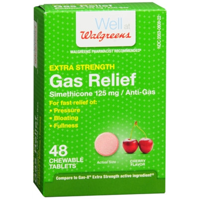 Walgreens Extra Strength Gas Relief Chewable, Cherry, 48 ea