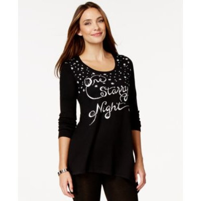 Style & Co. Starry Night Embellished Tunic Sweater, Only at Macy's