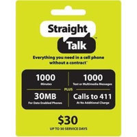 Chap-ice Straight Talk $30 Phone Card - 1000 Minutes, 1000 Texts & 30MB Web Access (Mail Delivery)