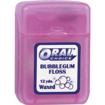 Oral Choice Waxed Bubblegum Ribbon Dental Floss, 12 pcs