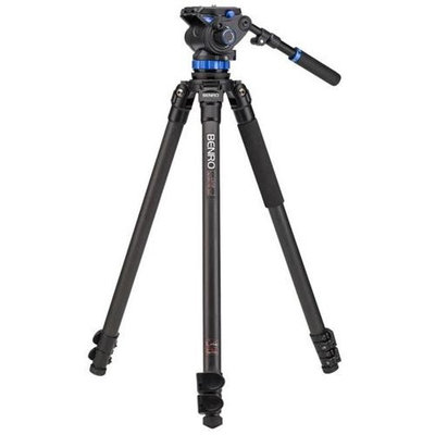 Benro C373F 3-Section Carbon Fiber Video Tripod with S7 Head, 15.4lbs Maximum Capacity, 63.58