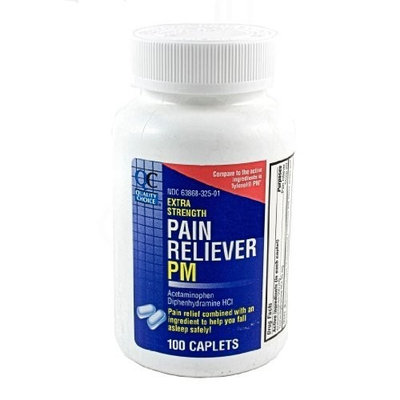 Quality Choice Extra Strength Non-Aspirin PM, Pain Relief/Sleep Aid Caplet, 100-Count (Pack of 4)