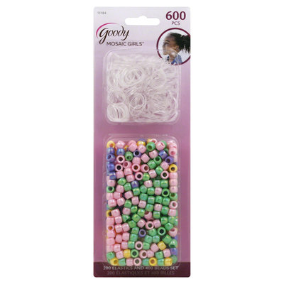 Goody Products Inc. Girls Mosaic Braid Beads and Elastics, 600 CT