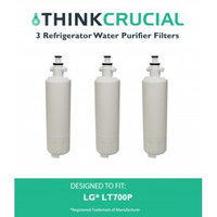 Crucial Air 3 LG LT700P (RFC1200A) Refrigerator Water Purifier Filters Fit LG ADQ36006101 & ADQ36006101-S