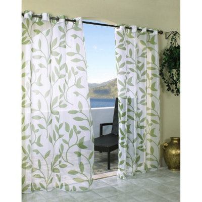 Outdoor Decor Escape Leaf Indoor/Outdoor Grommet Top Window Sheer -