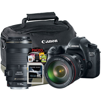 Canon Black EOS 6D Digital SLR Camera with 20.2 Megapixels, EF 24-105mm Standard Lens and EF 70-300mm Telephoto Lens Included