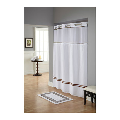 Focus Electrics RBH40ES305 Wht/Brwn Fabric Shwr Curtain