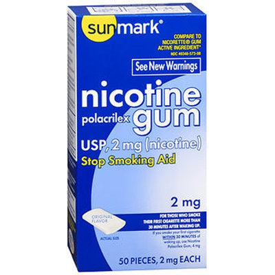 Sunmark Nicotine Polacrilex Gum, 2 mg, Original Flavor 50 each by Sunmark