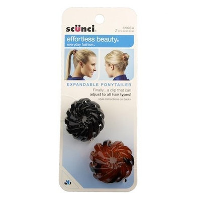 Pack 2-Scunci Effortless Beauty Expnadbale PonyTailer-Black/Brown (4 pcs)