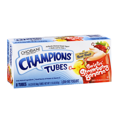 Chobani® Low-Fat Greek Yogurt Champions Tubes Swirlin' Strawberry Banana