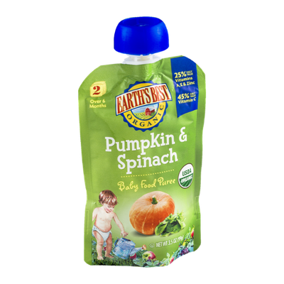 Earth's Best Organic Stage 2 Pumpkin & Spinach Baby Food Puree
