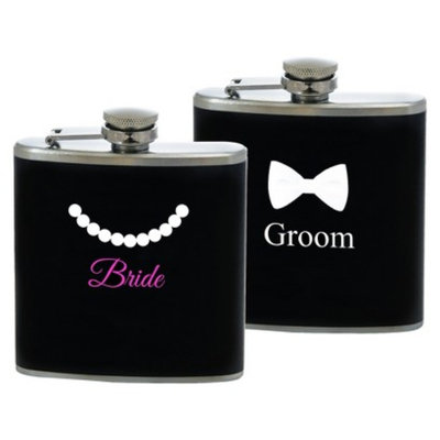 Cathy's Concepts Bride & Groom Flasks - Black