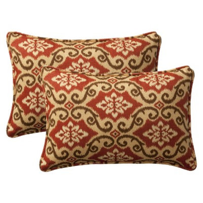 Pillow Perfect 2-Piece Outdoor Toss Pillow Set - Southwestern Tan/Orange Geometric