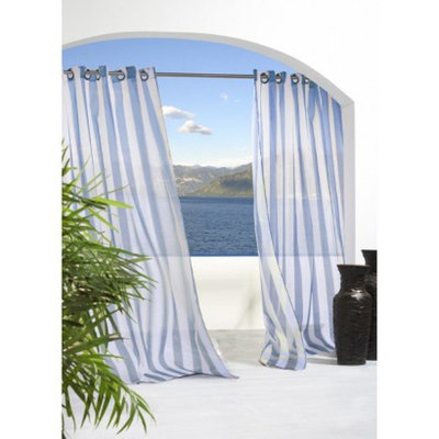 Outdoor Decor Escape Stripe Indoor/Outdoor Grommet Top Window Sheer -