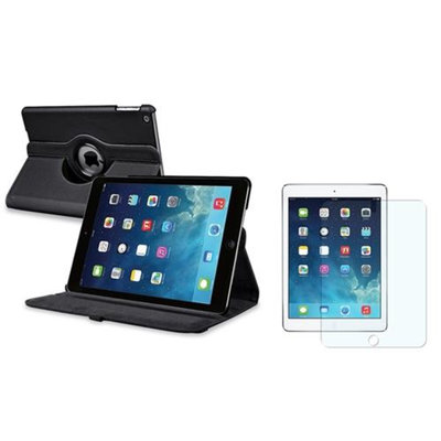 Insten INSTEN Black 360 Rotating PU Leather Case Cover+Matte Protector For Apple iPad Air 5 5th Gen