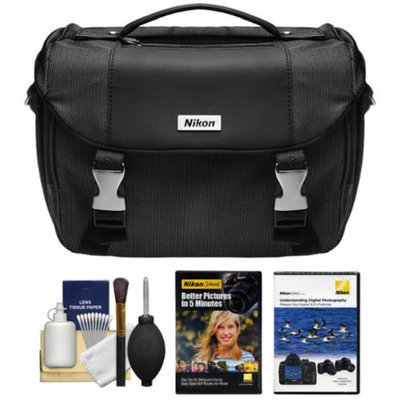 Nikon Deluxe Digital SLR Camera Case Gadget Bag with Instructional DVDs + Cleaning Kit for D3200, D3300, D5200, D5300, D7000, D7100, D610, D750, D810