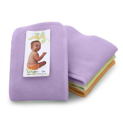 Thirsties 3 Pack Girls Fab Doublers Soft Cotton Velour, Orchid/Mango/Honeydew, Large