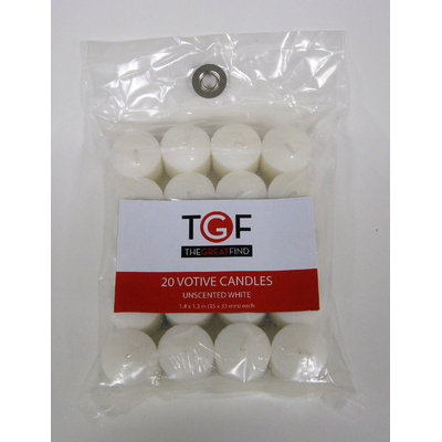 Dynamic Designs Essential Home 20 Pack Unscented White Votives - dynamic designs