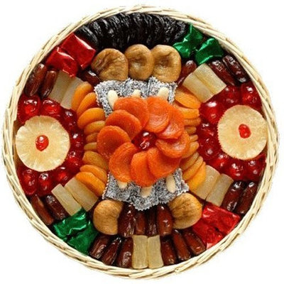 Broadway Basketeers Dried Fruit Round Basket Gift Basket