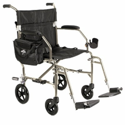 Medline Freedom 2 Ultra-Lightweight Transport Chair, Silver, 1 ea