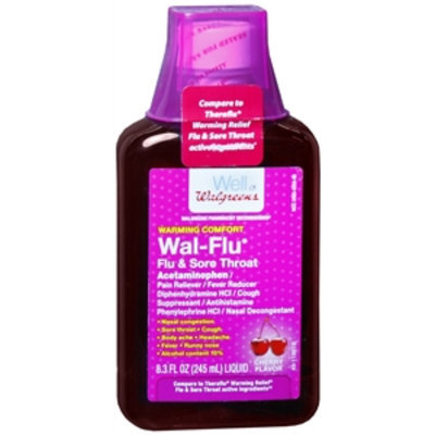 Walgreens Wal-Flu Cherry Warming Comfort Flu & Sore Throat Liquid