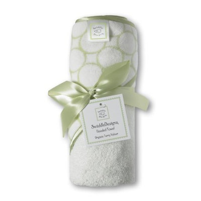 SwaddleDesigns Organic Cotton Hooded Towel, Mod Circles, Kiwi
