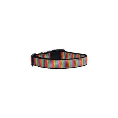 Ahi Zigzaggy Rainbow Nylon Ribbon Dog Collars Large