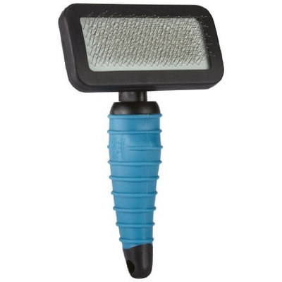 Master Grooming Tools Stainless Steel Turn N Lock Pet Slicker Brush with Rubber Handle, 6-1/2-Inch