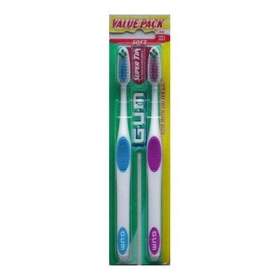 GUM Toothbrush, Full Head, Soft - 2 pk