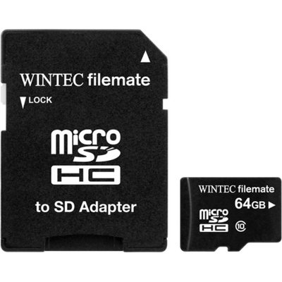Wintec FileMate 64GB microSDXC Card with SD Adapter Class 10