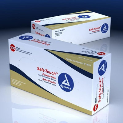 Dynarex 2614 Safe-Touch Vinyl Exam Glove Powder Free X-Large 10/100/Case