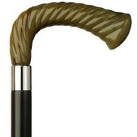Harvy Rope Carved L Cane Black Maple Shaft And Horn Handle -Affordable Gift! Item #HAR-9120731