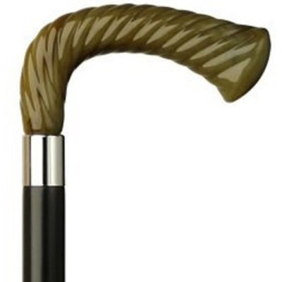 Harvy Rope Carved L Cane Black Maple Shaft And Horn Handle -Affordable Gift! Item #HAR-9120731