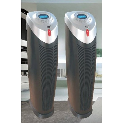 3Q AP021 Twin Pack Multistage Air Purifier Ionic Air Cleaning System with True Hepa, UV-C Power and Ionizer w/Remote, 28-Inch