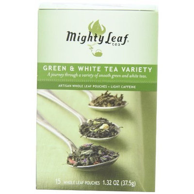 Mighty Leaf Tea Green & White Variety, 15-Count Whole Leaf Pouches (Pack of 3)