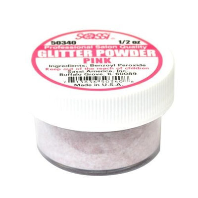 1/2 Ounce Pink - Glitter Acrylic Powder by Sassi for Beautiful Nails