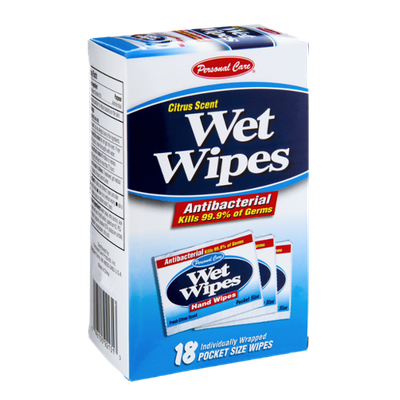 Personal Care Antibacterial Citrus Scent Wet Wipes - 18 CT